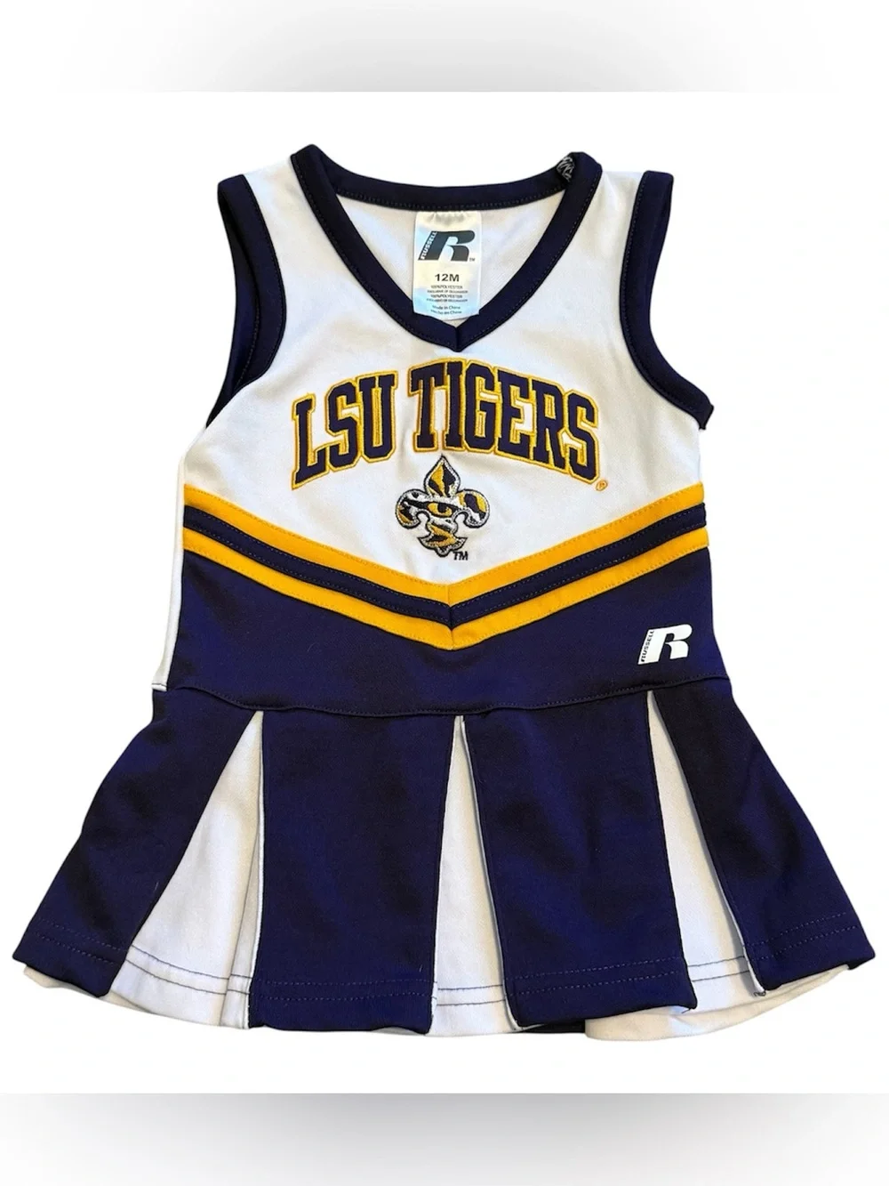LSU Tigers Baby Cheer Outfit 12M Purple Gold Russell Athletic 2pc Set